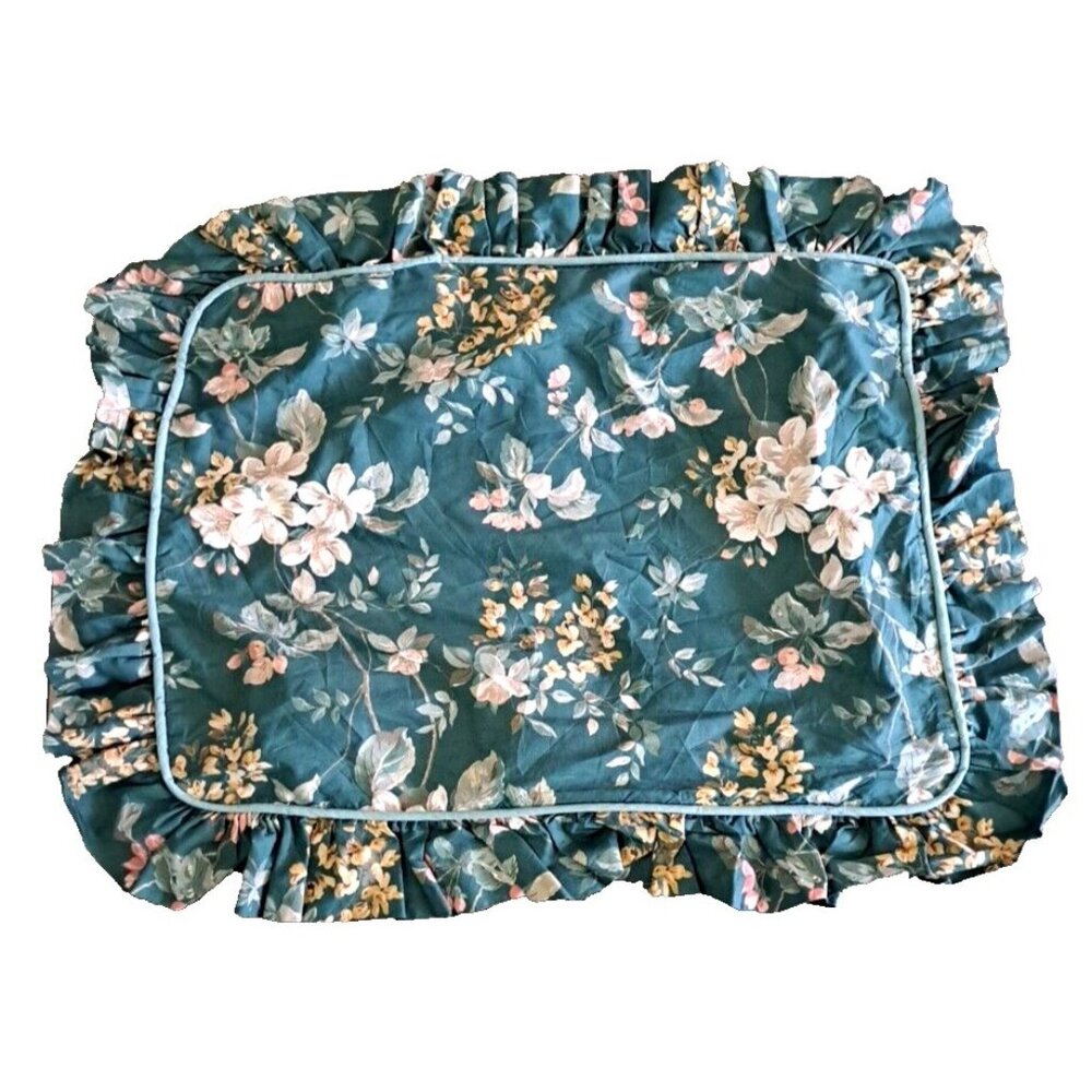 VTG Williamsburg Pillow Sham Standard Flowers Apple Blossom Green Cottagecore